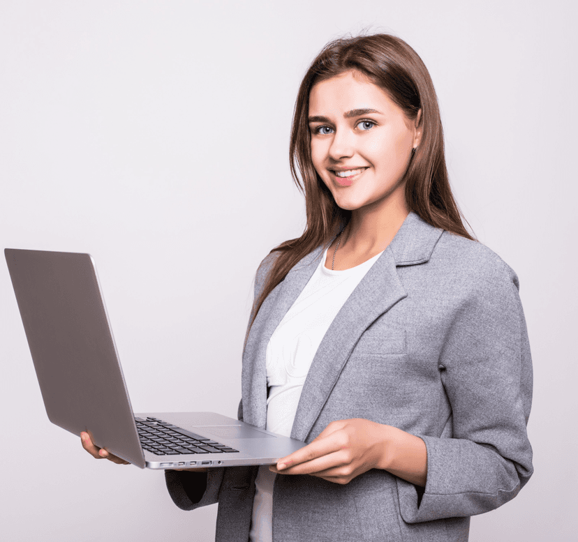 Woman holding a laptop